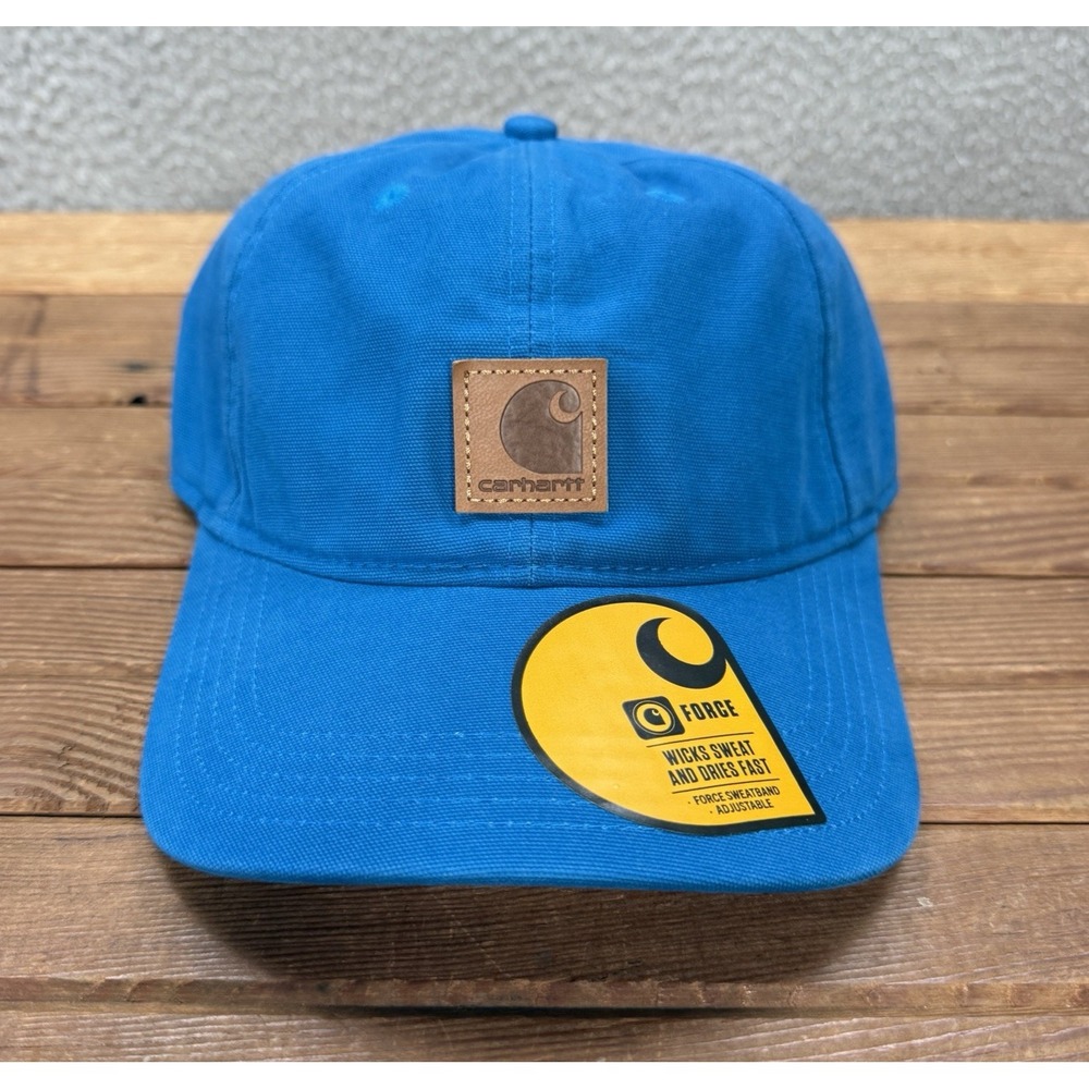 Carhartt‎ Force Hat Adult Blue Canvas Strap Back Cap Workwear Chore Grunge NEW